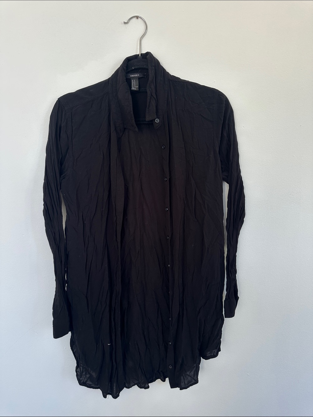 Forever 21 Black Longline Lightweight Shirt